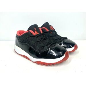Air Jordan 11 Retro Low BT Bred Sneakers Toddler 10 C Red White Black Patent